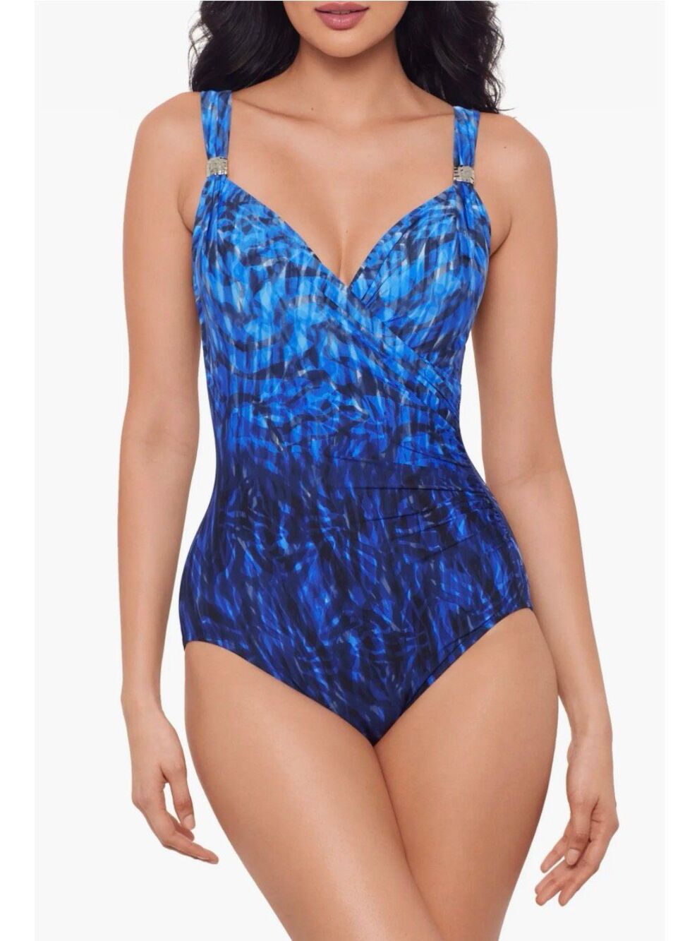 Miraclesuit Paka Mayan Siren One Piece Swimsuit 14 Blue Underwire Slimming